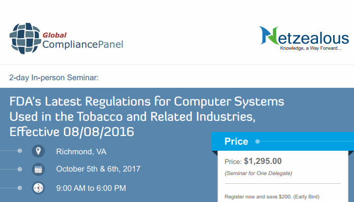 FDA's Latest Regulations for Computer Systems Used in the Tobacco 2017